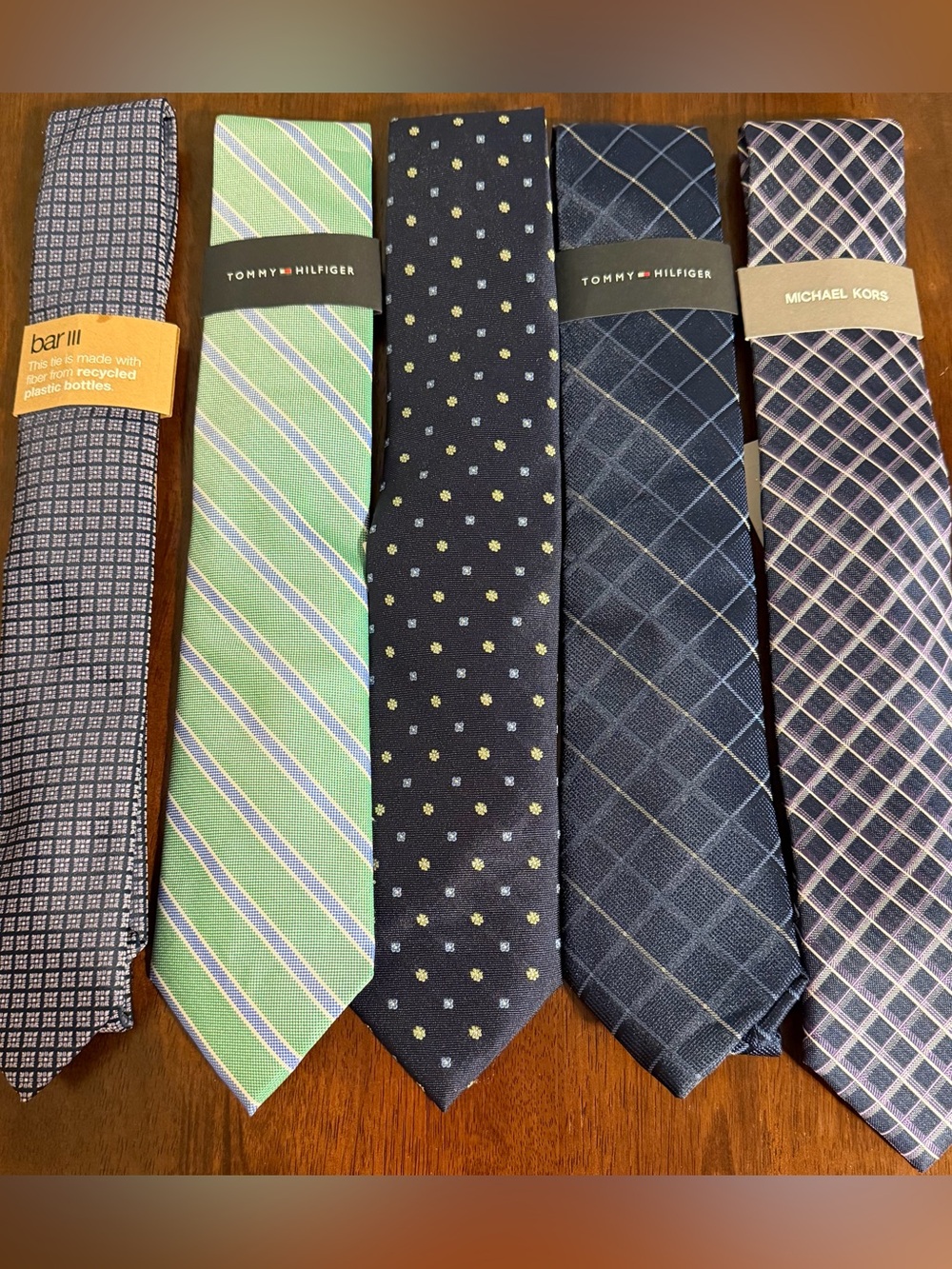 NWT Lot of 5 Men’s Ties, MK, Tommy Hilfiger, Bar III